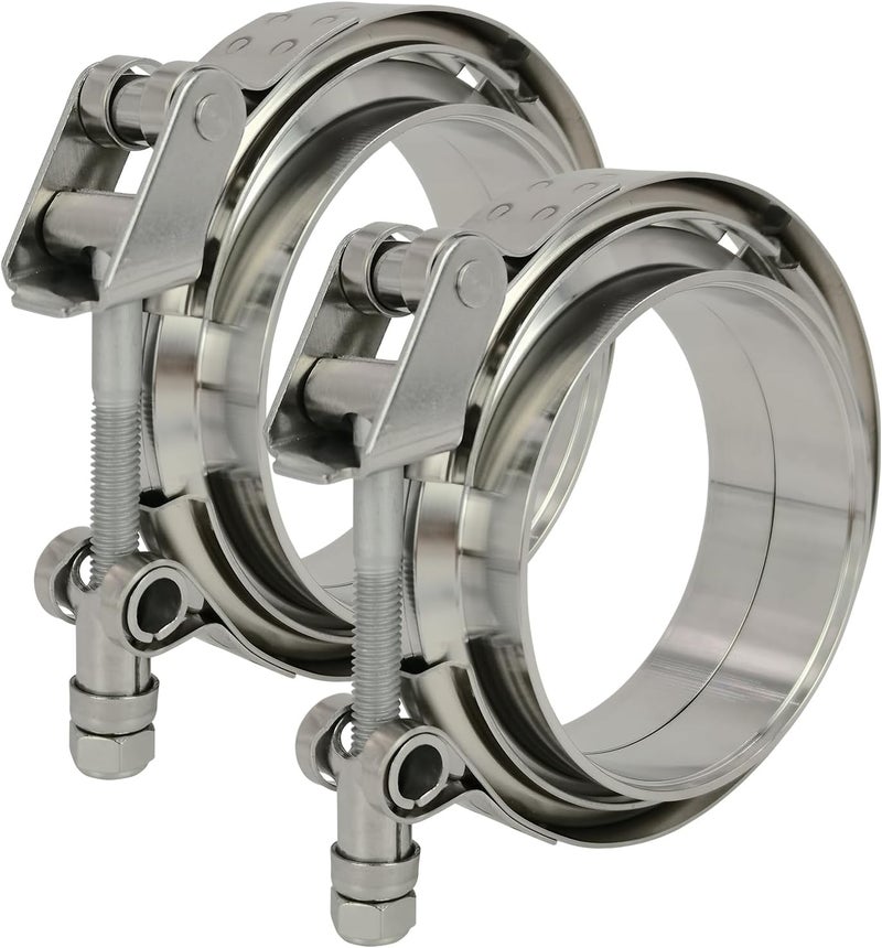 GaeaAuto 2 X 3.5 inch Quick Release V Band Clamp with Male Female Flanges 304 Stainless Steel for Exhaust Downpipes, 2 Pack - Image 1